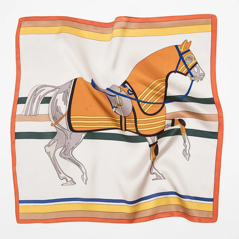 
Amazon Hot Sale Digital Print Sqaure Silk Scarf Stain Neck Scarves 90*90 