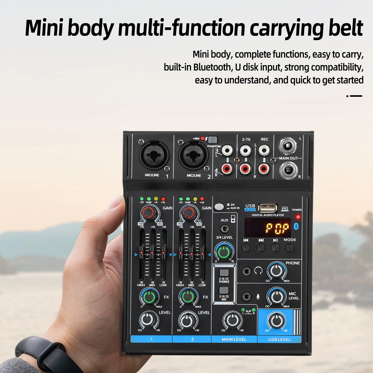 Biner M4 Professional 4 channel audio mixer Portable Computer Live Recording 4 Channel DJ Digital Sound Mini Audio Console