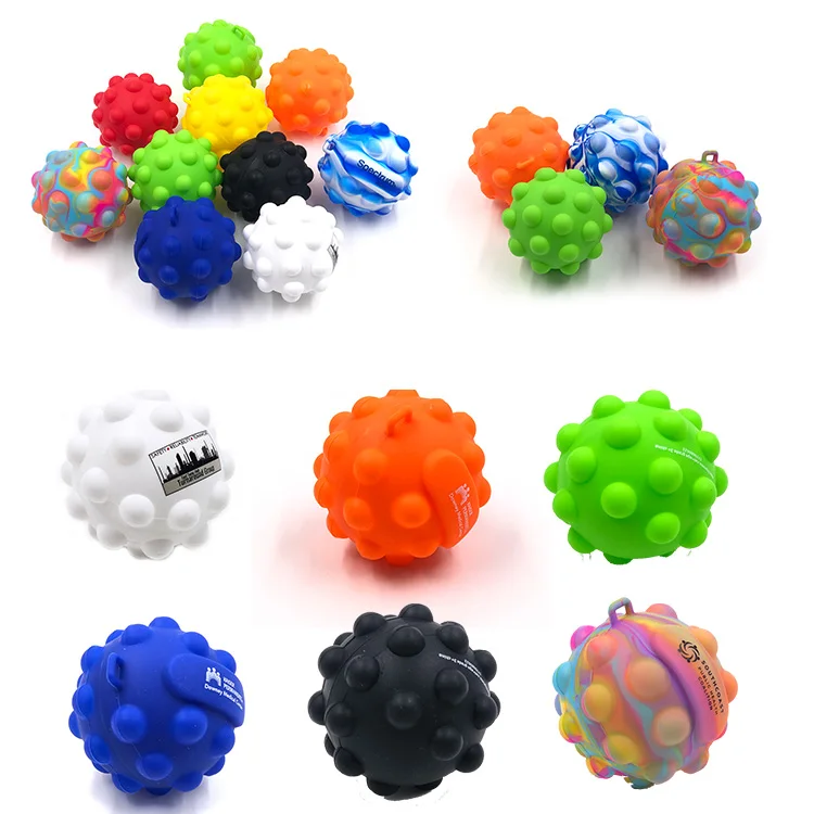 Personalized Pop Stress Ball Toys Silicone Push It Ball 3D Pop Stress Toys Ball Silk Printing Logo Fidget Toy In USA Market