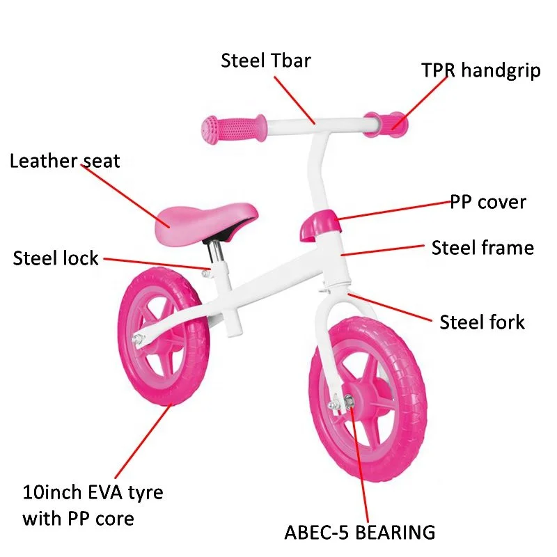 Fashion Fork Kinder Push Nylon 12 Inch Balance Bicycle Pink Color Children Scooter Kids Balance Bike