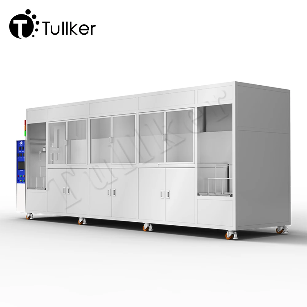 Tullker 135L Five Tanks PLC Automatic Cleaning Machine HMI Mechanical Manipulator Automated Industrial Ultrasonic Cleaner