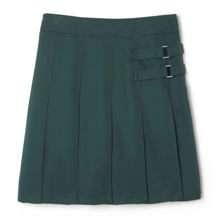 British Style Professional Girls Two-Tab Pleated Skirt School Uniforms Pleated Bright Buckle School Girls Black Skirt