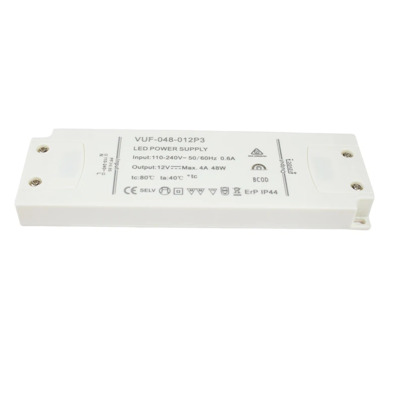 Тонкий светодиодный драйвер 48 Вт 12 Вольт 24 вольт от переменного тока до постоянного класс 2 водонепроницаемый ip44 ip65 В 4a/24 2a источник питания
