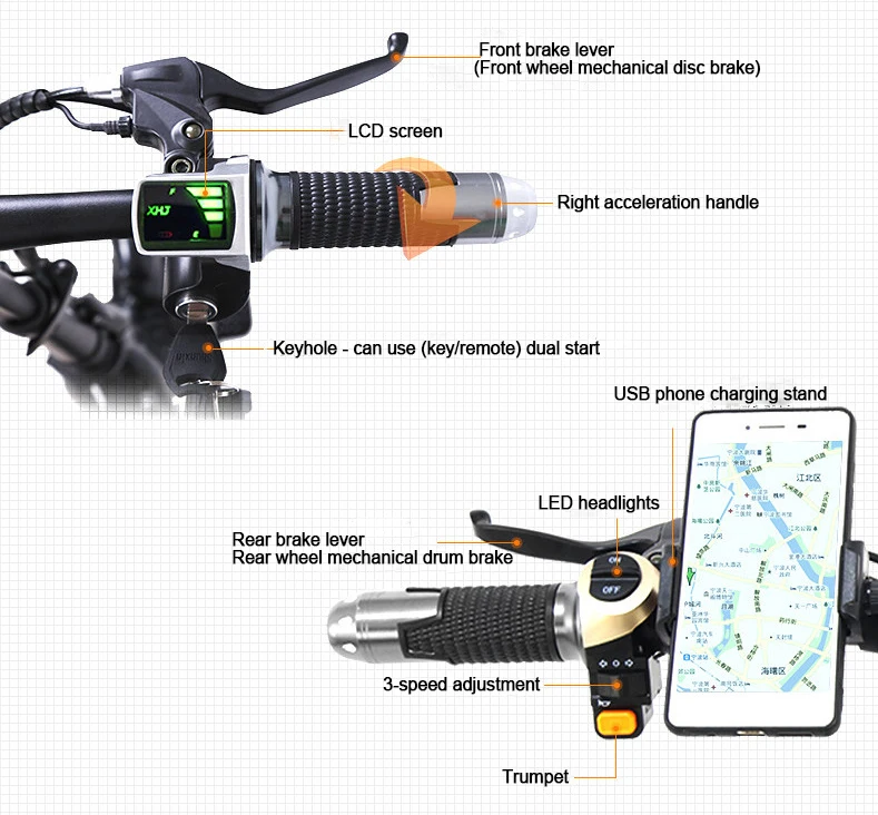INTEGRITY Patented new design electric city bike with two seat,3 gears adjustable electric hybrid bike, anti-theft electric bike