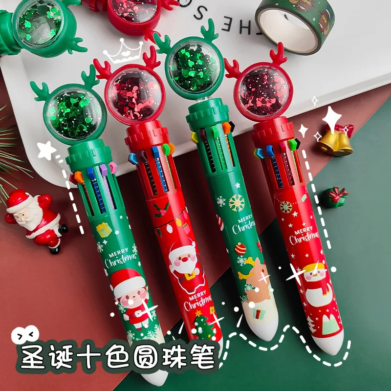 High Quality Wholesale Plastic Novelty Student Gifts 10 Colors Multicolor Ballpoint Pens