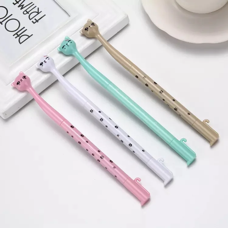Fashionable Eco-friendly Material Cartoon Cat Black Ink Gel Pen Quality Children Stationery Ball Pen