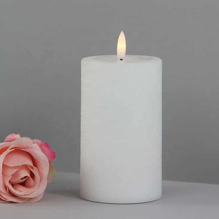 Flickering wholesale flameless candles wax with 3D real flame