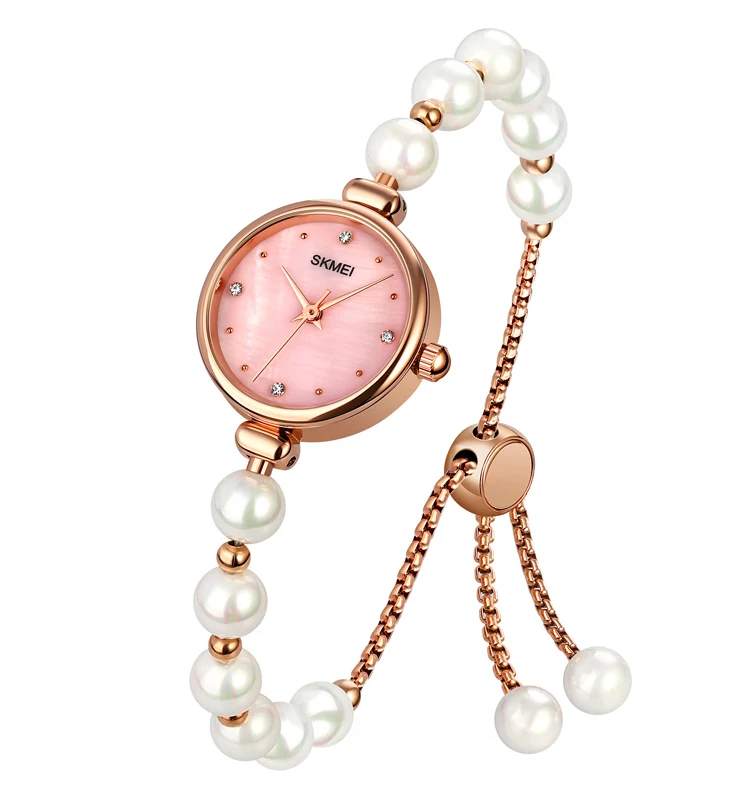Skmei 1983 beautiful ladies girls hand bell and rose quartz watches bracelets withe watches