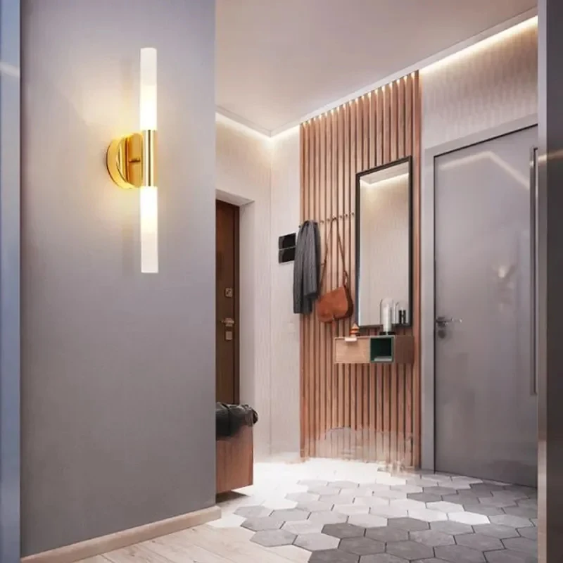 Modern metal tube pipe up down LED lamps Bedroom foyer washroom living room toilet bathroom wall light lamp