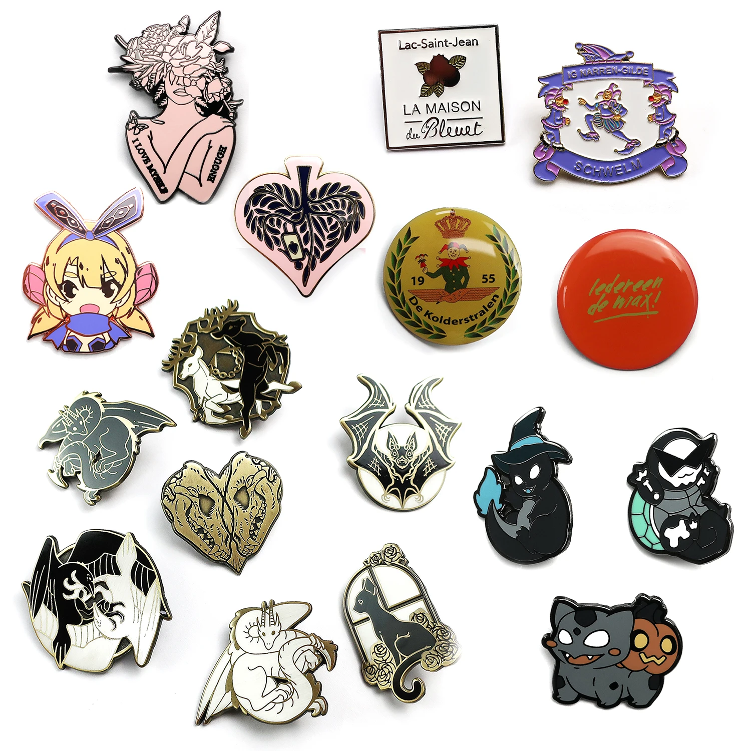 wholesale cheap hanging  plated flower jewelry designer brooches and pins