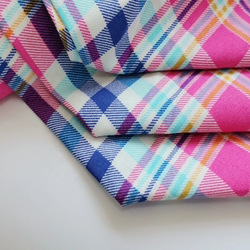 
Shaoxing textile material cotton poplin fabric with fashion check stripe pattern cotton fabric for girls dress 