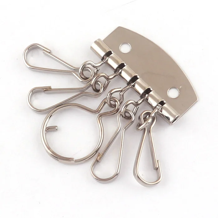 41mmx20mm Silver Key Organizer Key Holder With 6 Snap Hook Wallet Key Case Purse Bag Accessories Leather Craft Keyring Row