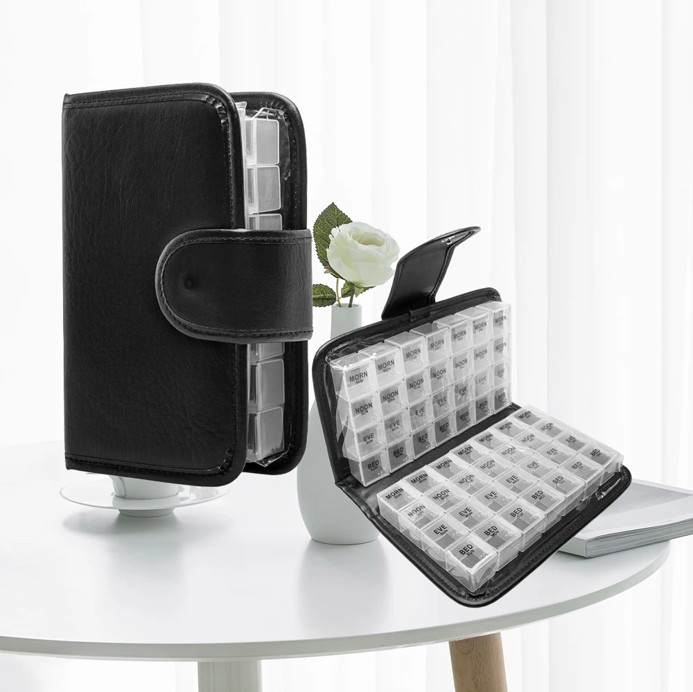 Jacquard Pill Box, Fashion Pill Planner, Note Book Pill Reminder 2 Week