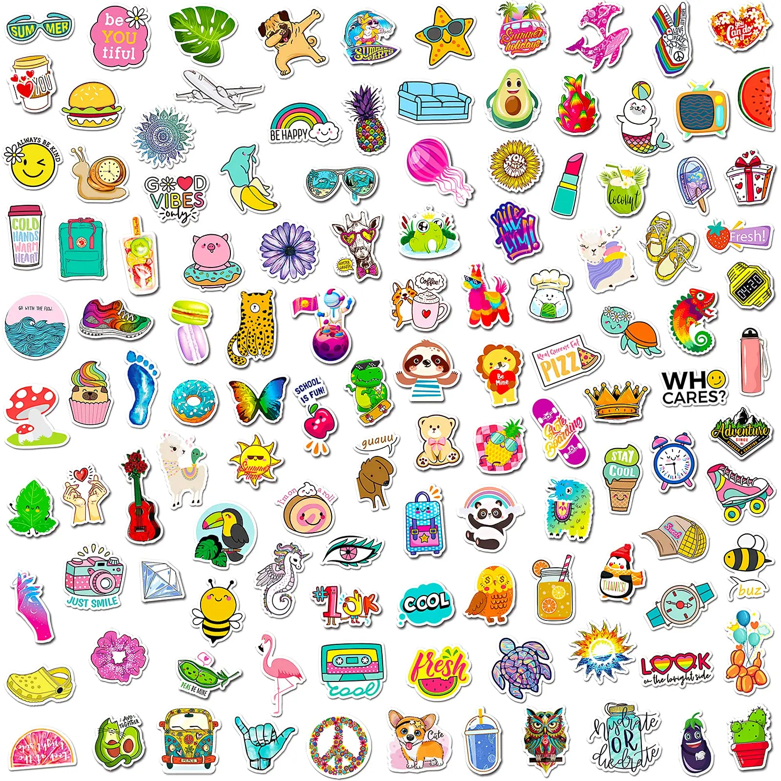 300 PCS Water Bottle Stickers, Cute Stickers for Hydroflasks VSCO Sticker Packs Vinyl Waterproof Bottles, Skateboard Phone