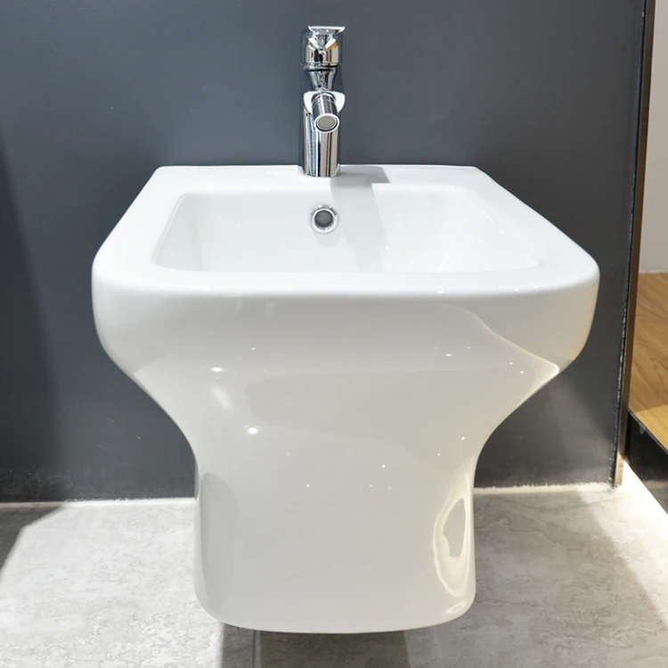 HUIDA China factory rectangle shape wall hung bathroom no-electric ceramic bidet