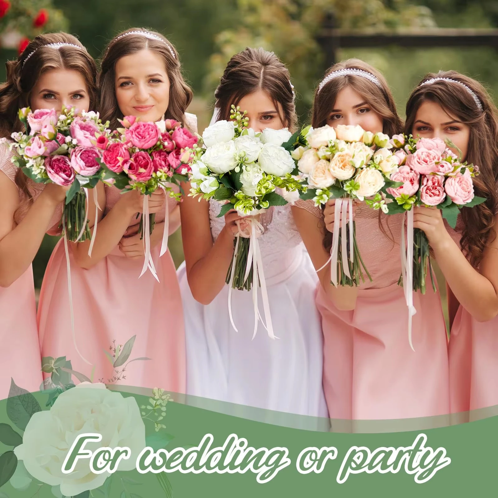 Wholesale Artificial Mix Bouquet Peony Rose Tea Bud Rosy Red Silk Peony Artificial Flowers