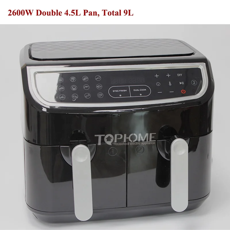 2600W 9L Cheap Dual-pot Electric Large Digital Air Fryer With 2 Independent Frying Baskets Dual Toaster Air Fryer Oven