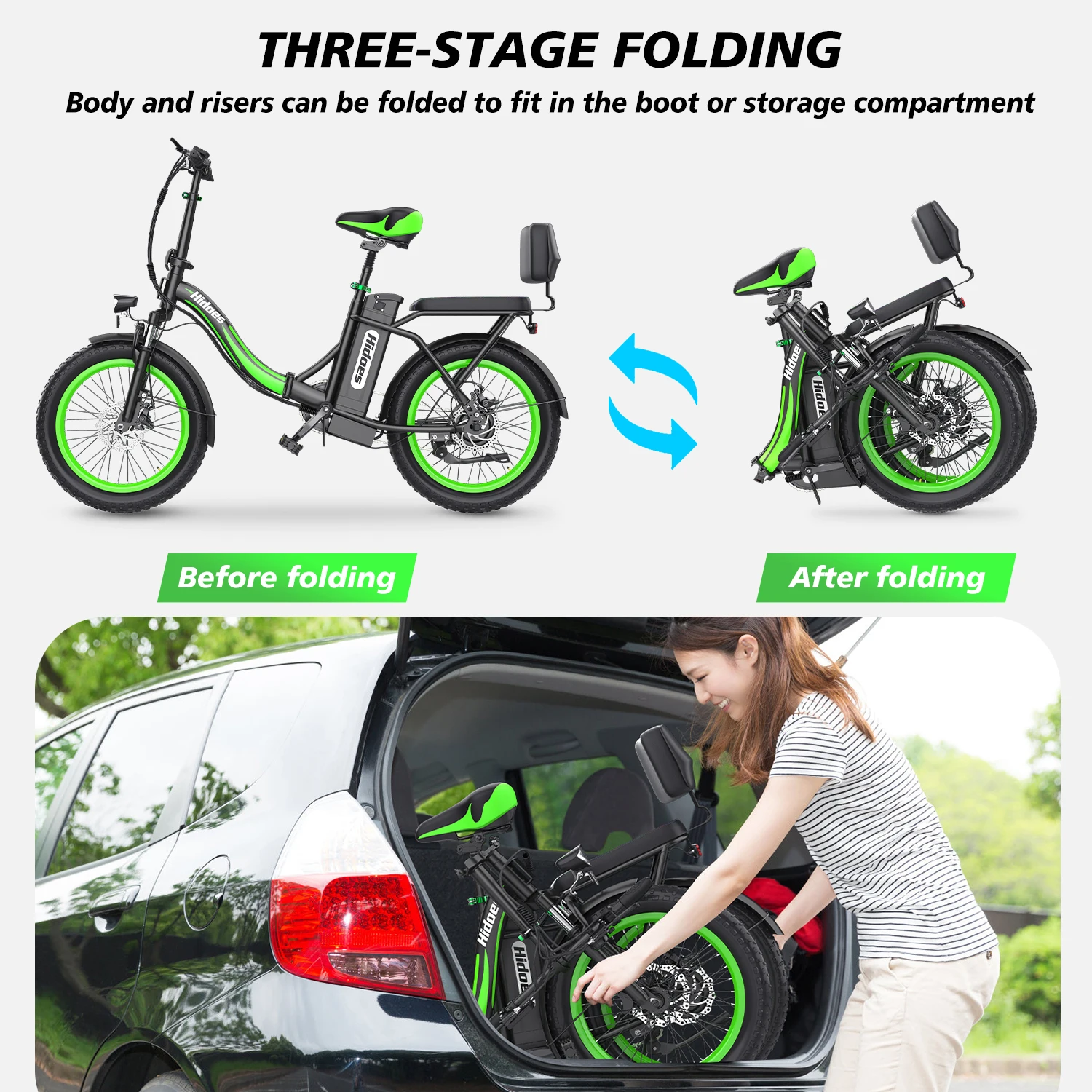 UK US EU Warehouse Hot Sale Mountain Fat Tire Hidoes C1 20inch Electric Bicycle E Bike velo electrique electric hybrid bike