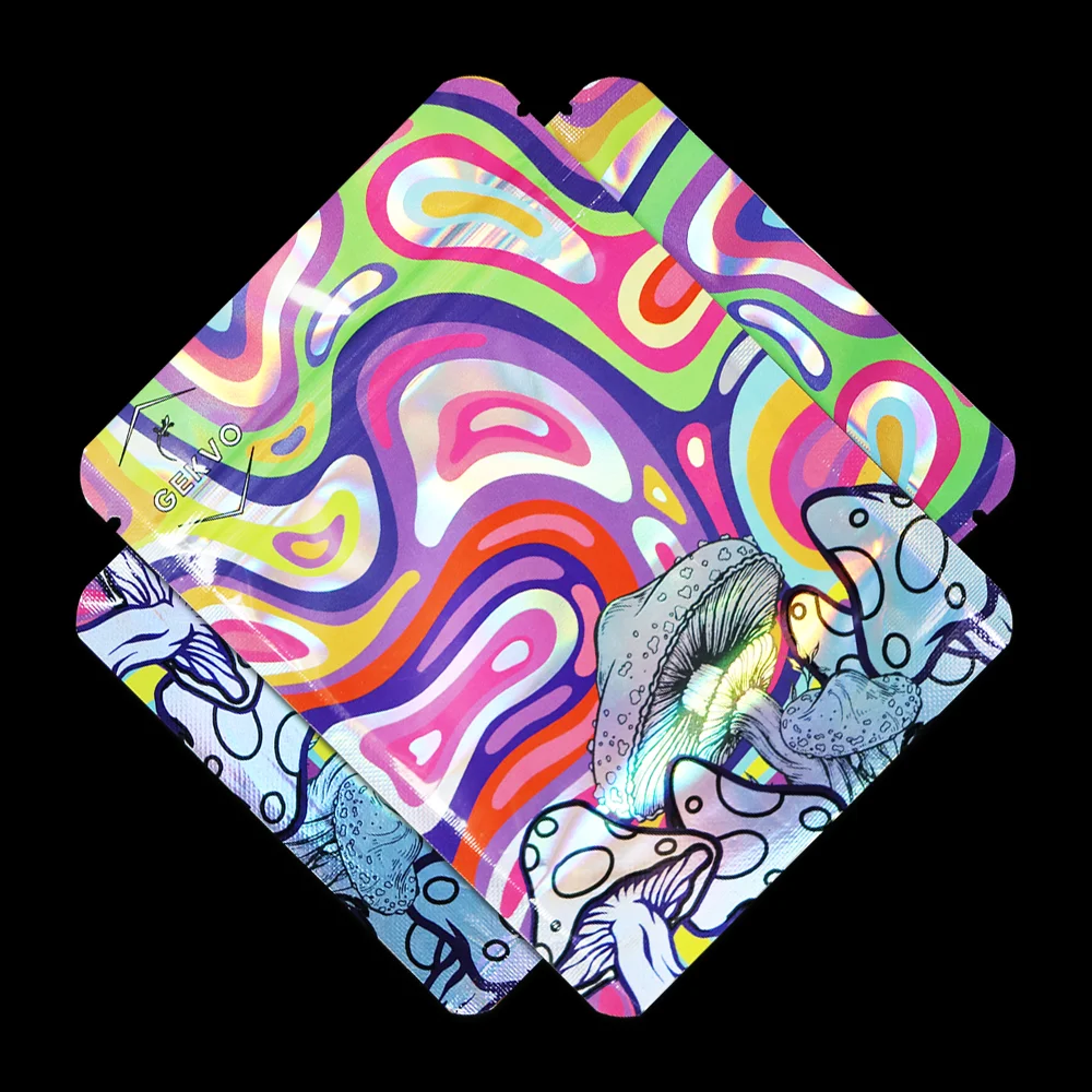 Factory Wholesale Laser Film Packaging Ziplock Stand Up Pouch  Foil Bags Flat Holographic  Metallic Food Storage Mylar Bags
