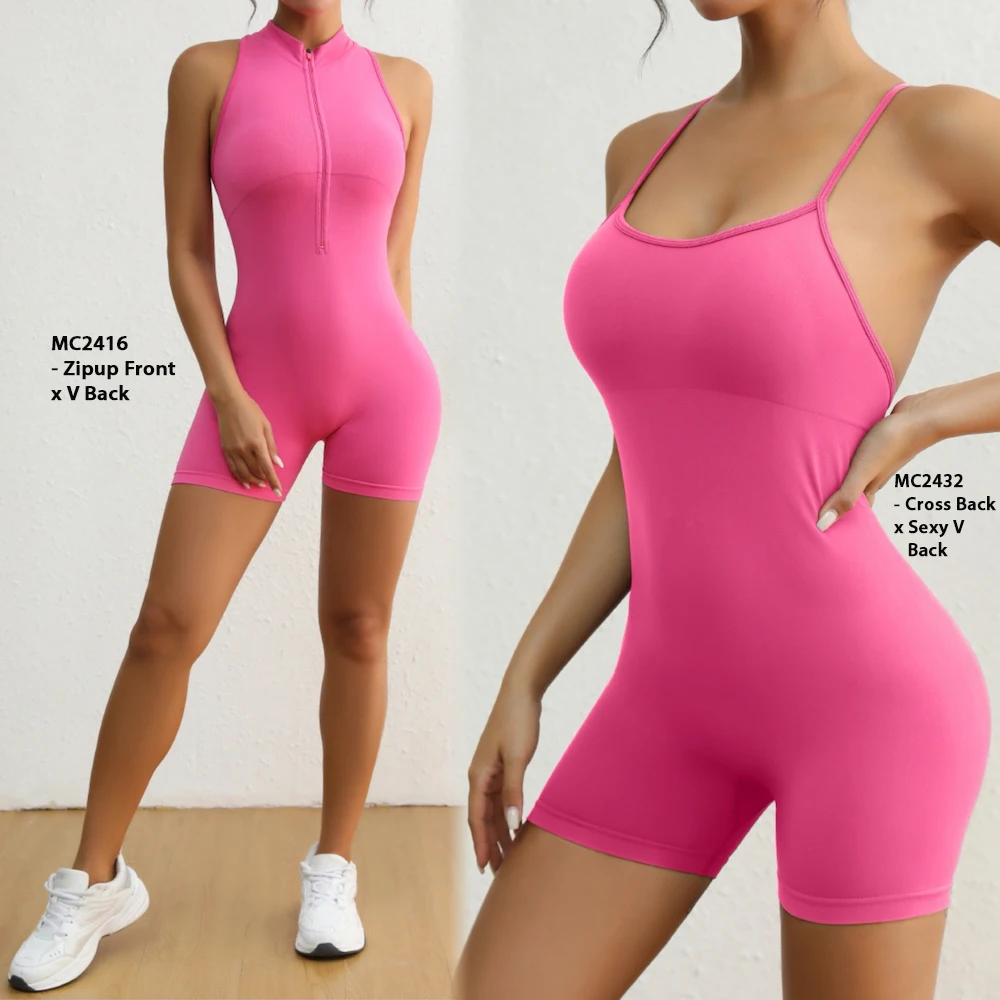Ladies New Yoga Pilates Fitness Clothes Shorts Gym Jumpsuits for Women, Cross Back Seamless Pole Dance Leotard Workout Romper
