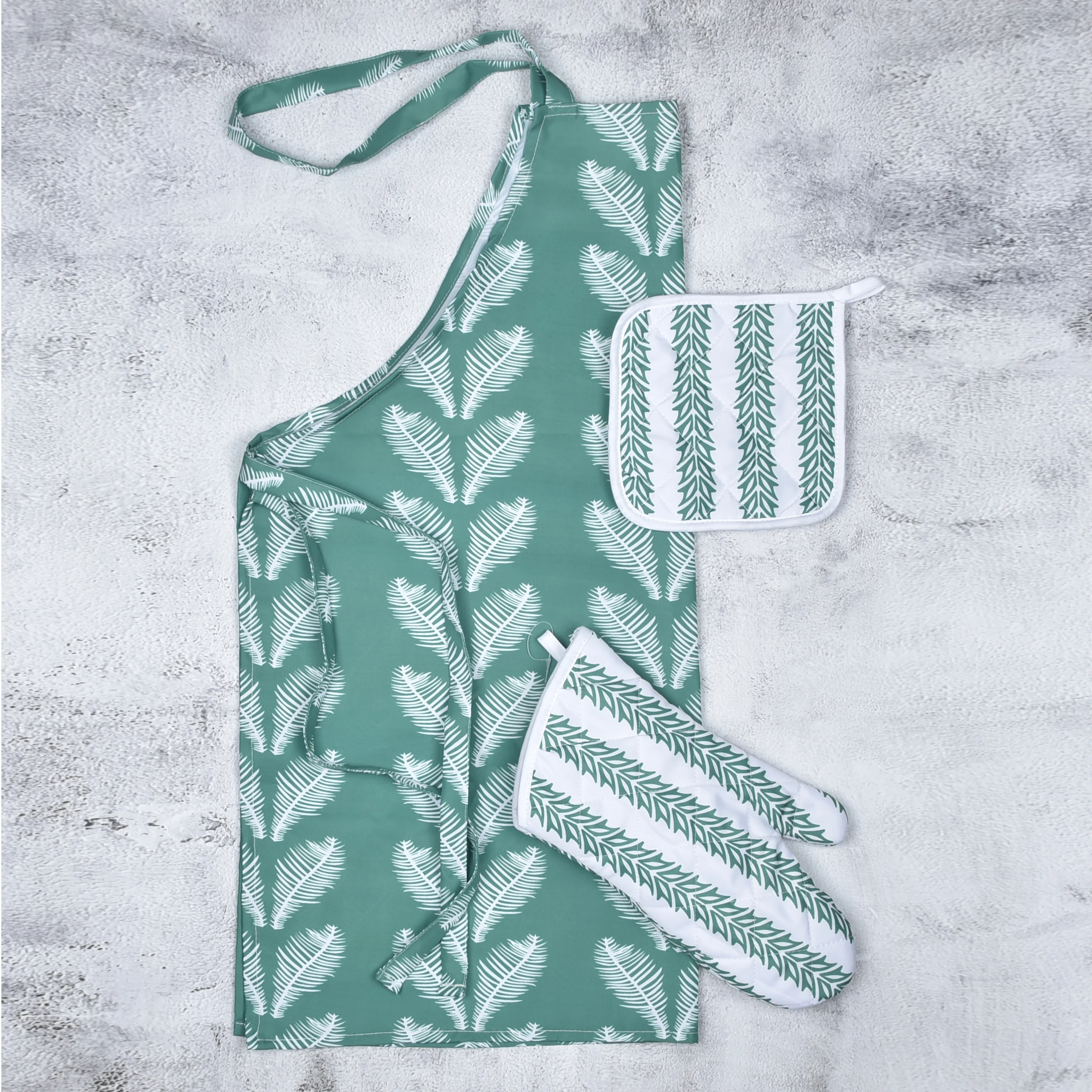 Fashion Custom Design Home Chef or Kitchen Set Apron Double Oven Gloves And Oven Mitt Pot Holder Towels Kitchen Accessories