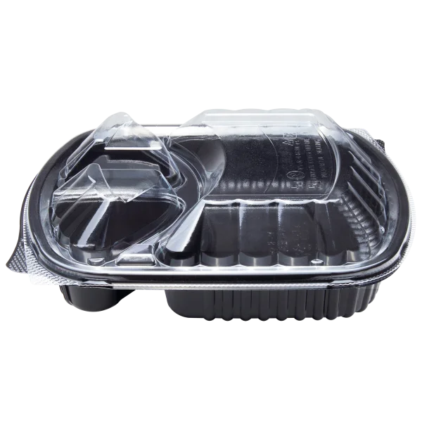 300 ct disposable 3-compartment 36oz PP Microwaveable Black Take Out Box with Lids