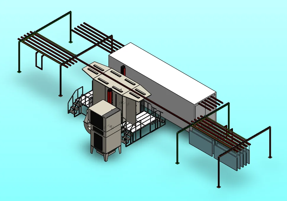 Transverse Powder Coating Line Advanced Technology Manual Electrostatic Powder Spraying Line