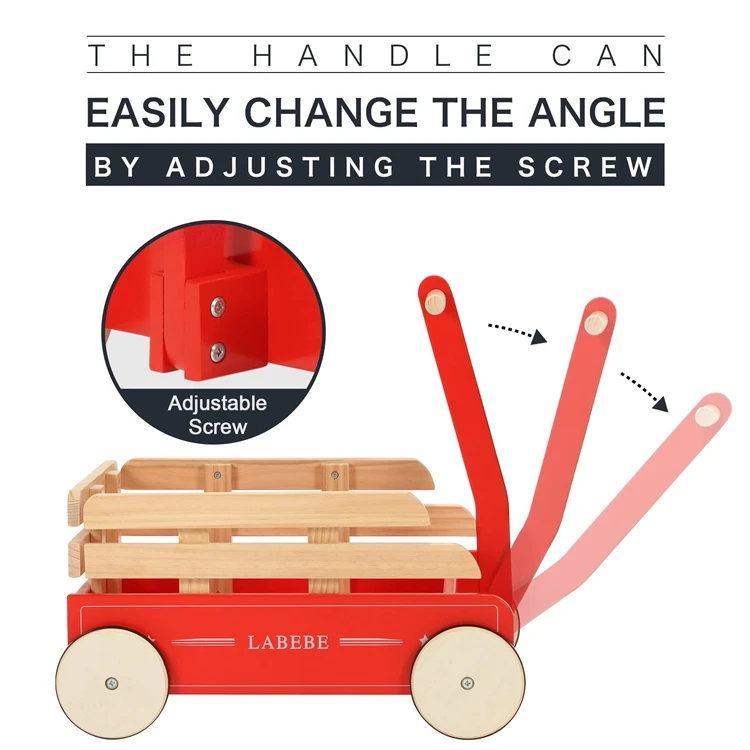 New Design 2 In 1 Red Toddler Kids Classic Walker Wagon Wooden Kids Custom Wonden Wagon Baby Stroller Wagon