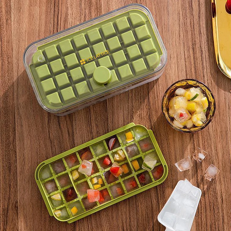 One click press type ice grid ice block mold for household ice box storage, frozen for household Easy to demold quick freezing