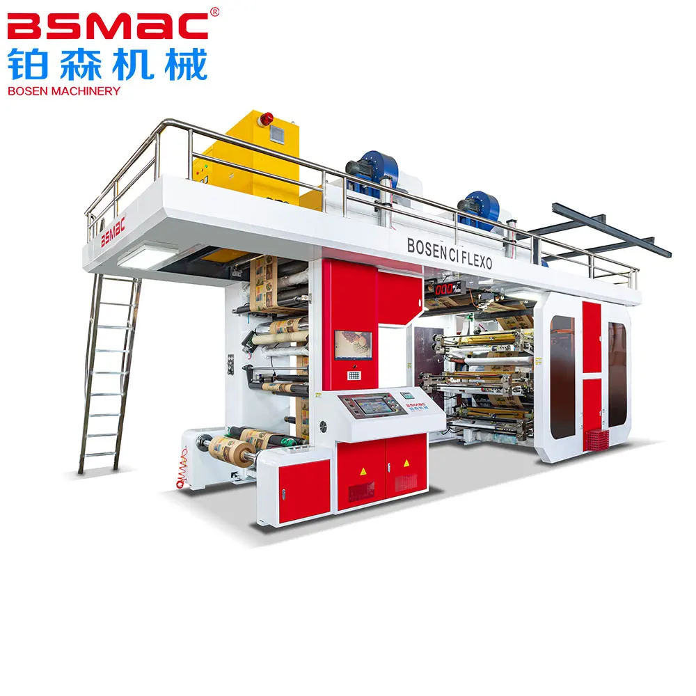 Automatic Central Drum 6 Color Flexo Printing Machine Flexographic Printer For Paper Bag