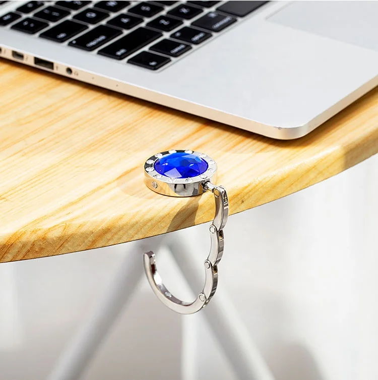 Wholesale custom foldable metal purse table hanger handbag hooks with custom logo handbag hanger holder stand for tables