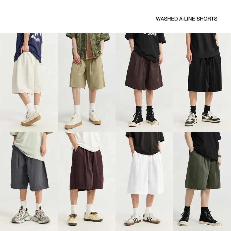 INFLATION Custom Garment Dye cargo shorts unisex Baggy Wide Leg customize cotton shorts