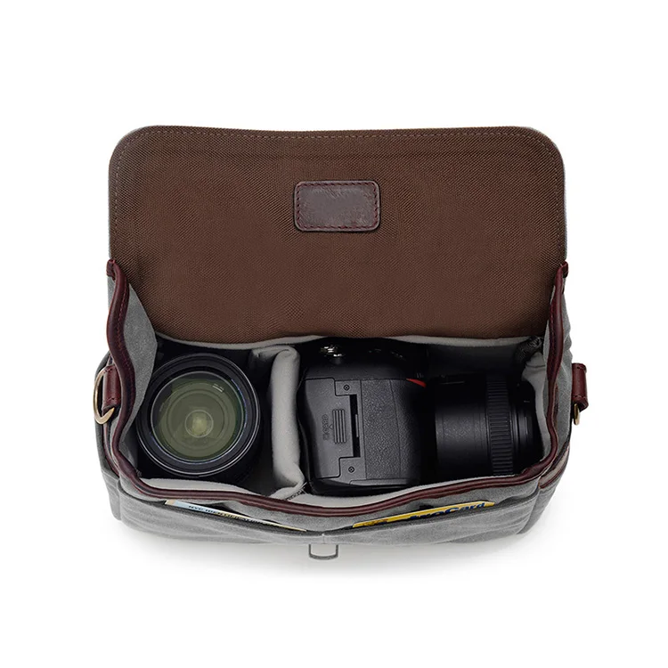 
Leather Flap Casual Waterproof Canvas Messenger Bag Camera Bag 