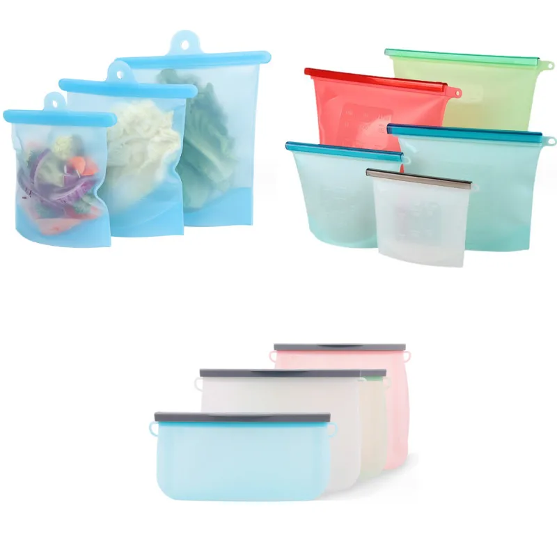 500/1000/1500ml waterproof fridge silicone food storage bag vegetable preservation reusable freezer safe food bags