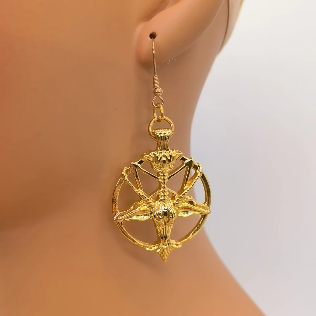 Fashion Pan God Goat Skull Vintage Earrings Dangle Hoop Gothic Witch Gift For Women Unisex Lucky Retro Earrings