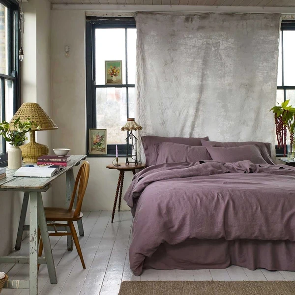 GOTS Certificate Ultra Soft 100% Orginal Flax Linen Bed Sheet Set 100% French Linen Duvet Cover Set