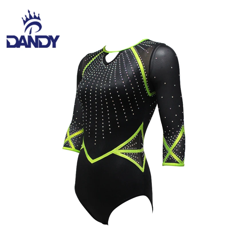Dandy custom long sleeves youth children gymnastics leotards sexy tight leotard
