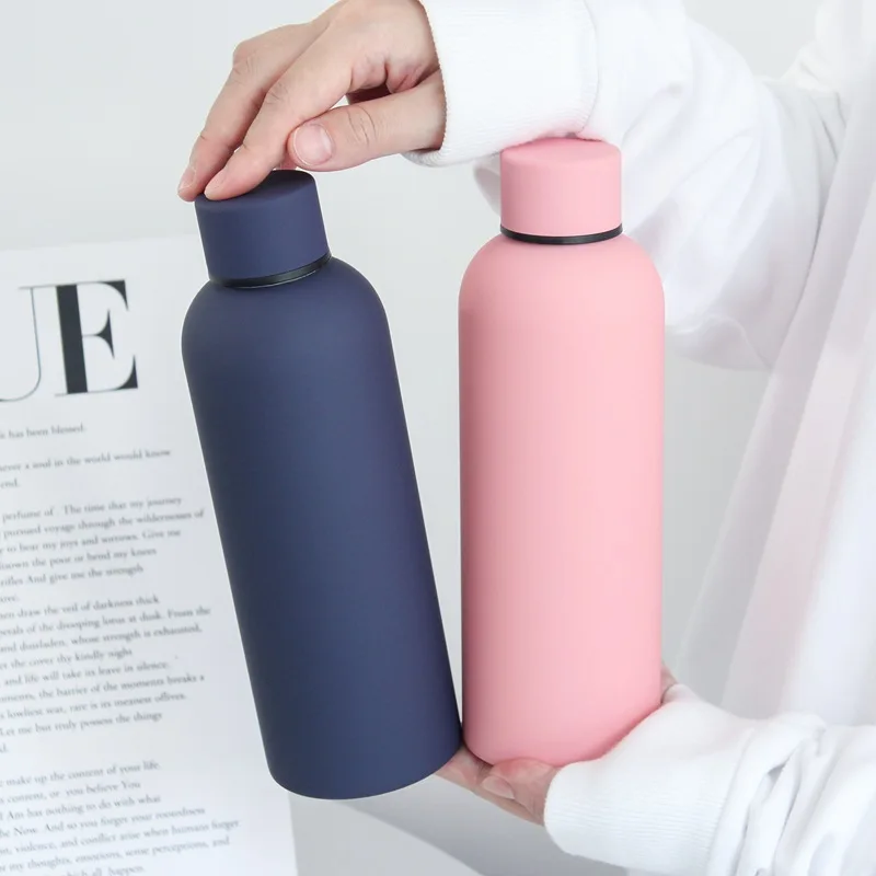 Hot Sale Matte Paint 500ml Thermos Vacuum Flask 304 Stainless Steel Small Mouth Insulated Cup Outdoor Sports Water Bottle