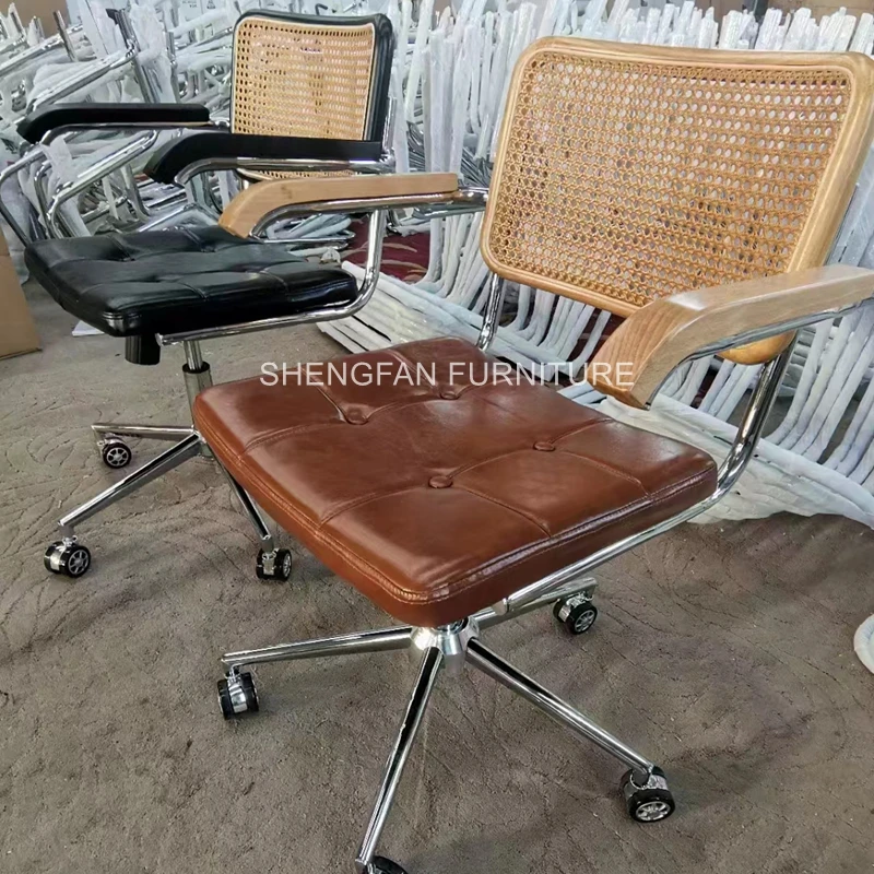 Hot Selling Worldwide Wood Cesca Chair Chromed Frame PU Seat Rattan Back Dining Chair With Cushion