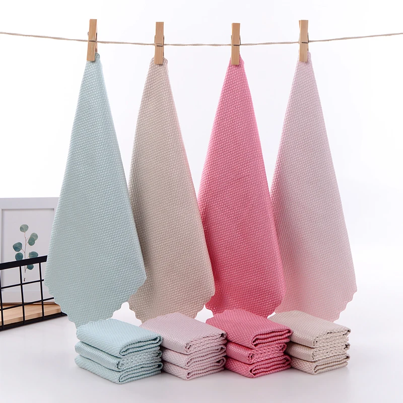Kitchen Wash Clothes Absorbent Dish Cloths Kitchen Towels Cotton Dish Microfiber Kitchen Daily Dish Towel Rag