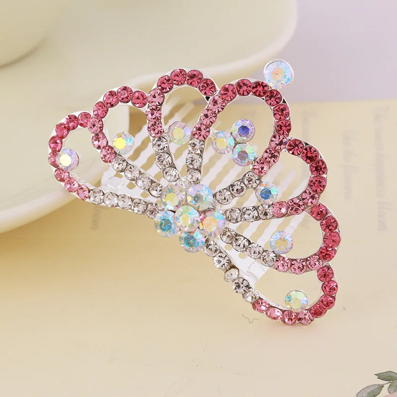 Diamond Girl Small Comb Tiara Headpiece Kids Birthday Party Princess Hair Accessory Fashionable Styling Crown & Headpiece