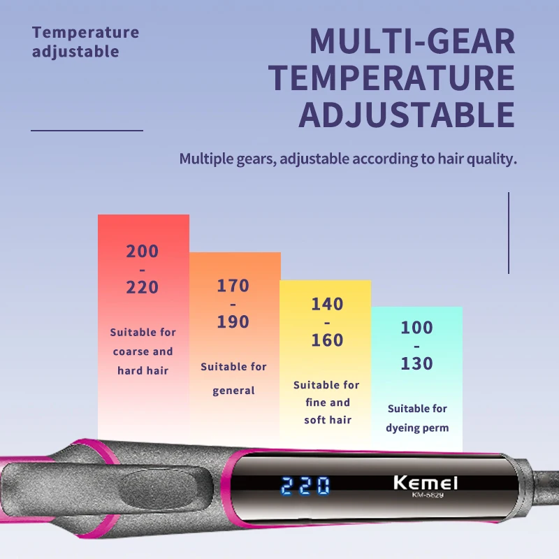 Kemei KM-5629 Portable Automatic Electric Curling Iron 70W High Power Temperature Adjustable Professional Hair Curlers