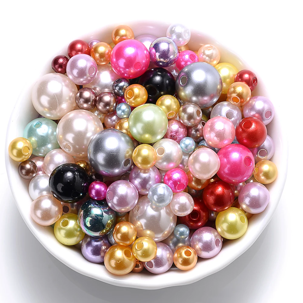iYOE 4-10mm Multicolor Acrylic Spacer Beads Loose Imitation Pearl Beads For Jewelry Making DIY Accessories Supplies