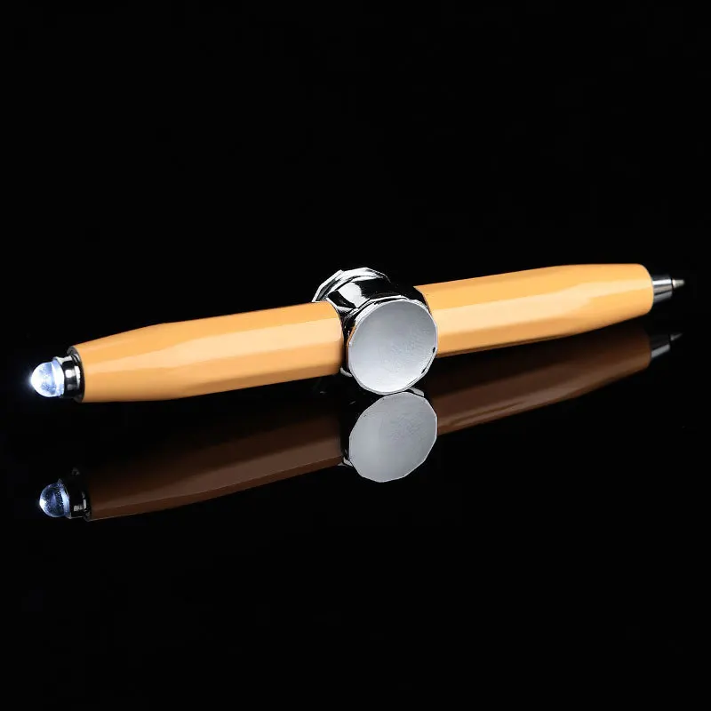 Newest Stress Reducer Thinking Ballpoint Pen Help Thinking Anti Anxiety Gift Fidget Pen Multifunctional LED Fidget Spinner