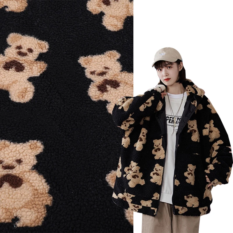 Sherpa Teddy Fleece Soft Coat Fabric Cushy, Polyester One Side Lamb Fur Cotton Like Sherpa