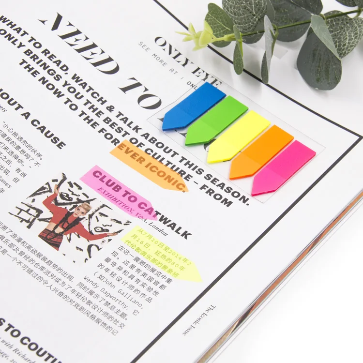 Plastic index PET Sticky notes Arrow Paper Mark, Semi-transparent Plastic Notes