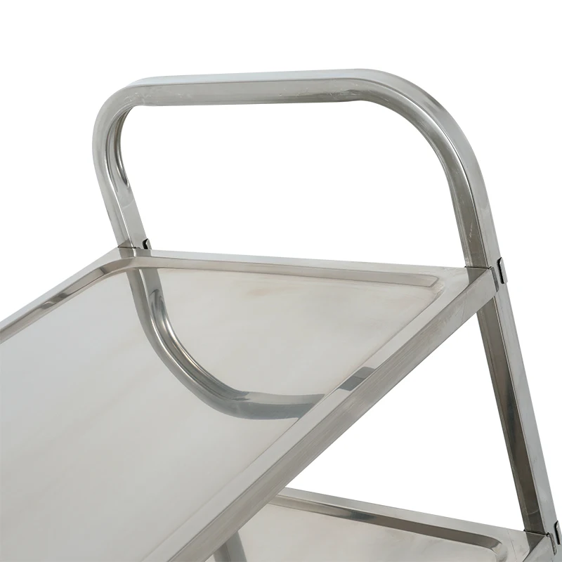 New Arrived Ss Square Tube Trolley With Plastic Removable Shelf Restaurant Hotel Service Multi Use Serve Trolley