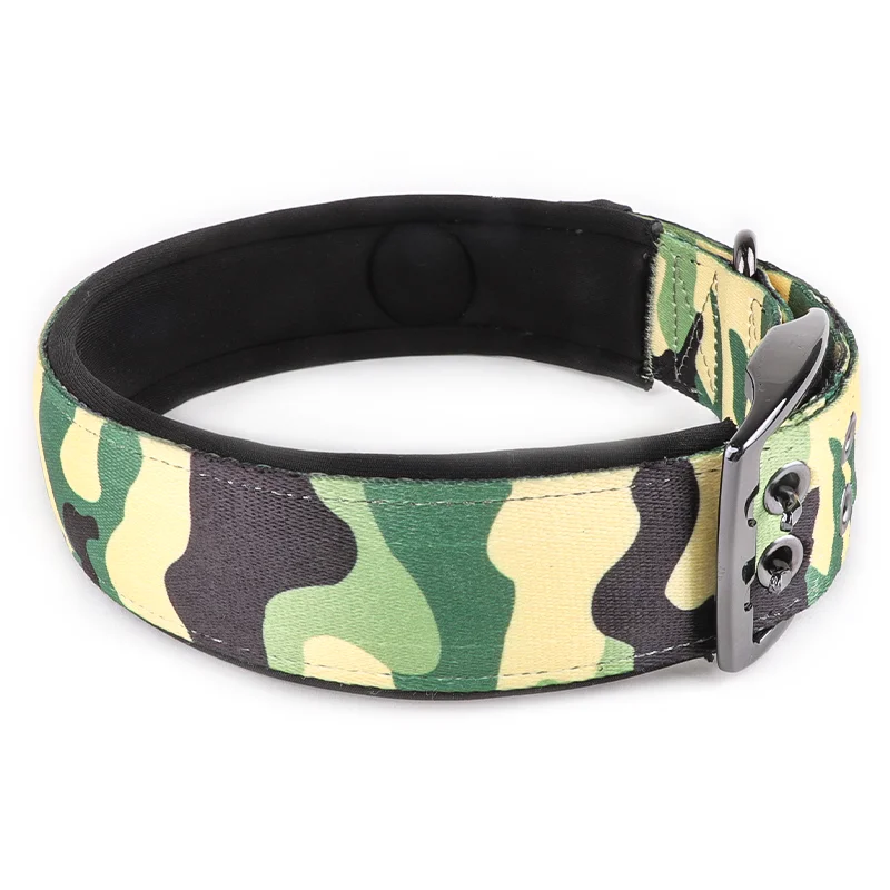 Designer rubber logo durable nylon  pet collars personalized soft sublimation neoprene metal buckle tactical dog collar