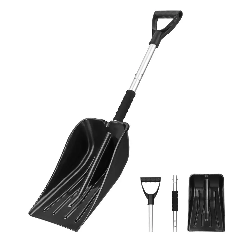 Premium Detachable Snow Shovel Aluminum Tube with D-Grip Wide Blades Plastic Pusher Remover Car Snow Shovels
