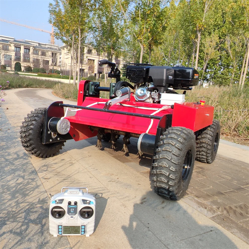 Radio Controlled Lawn Mower gps Gasoline Engine Cordless Flail Mower Smart Grass Mower